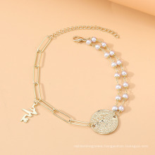 European and American Fashion French Retro Roman Head Pearl Anklet Personality Girly Beach Footwear